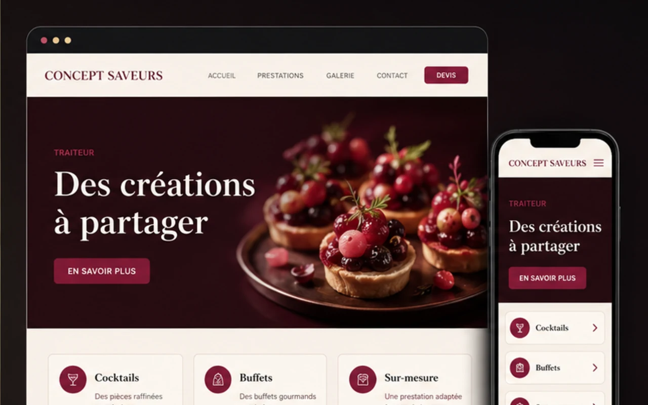 Exemple anonyme de site internet pour un traiteur